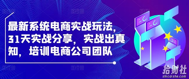 最新系统电商实战玩法,31天实战分享,实战出真知,培训电商公司团队