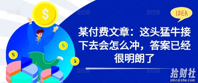 某付费文章:这头猛牛接下去会怎么冲,答案已经很明朗了 !