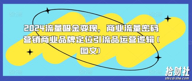 2024流量吸金变现，商业流量密码营销商业品牌定位引流品运营逻辑(图文)