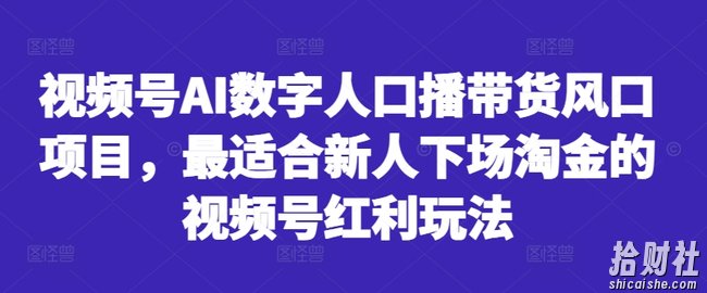 视频号AI数字人口播带货风口项目,最适合新人下场淘金的视频号红利玩法