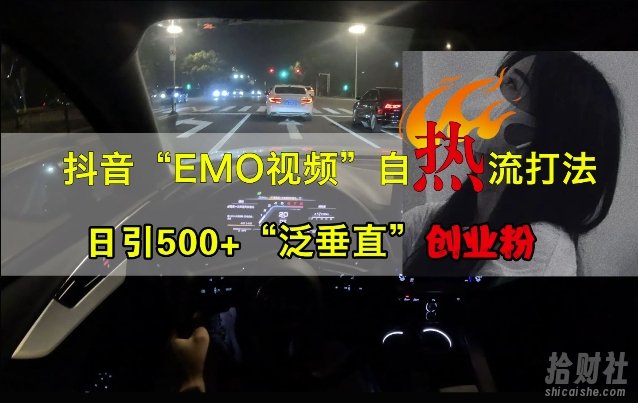 抖音EMO视频自热打法，日引500+“泛垂直”创业粉