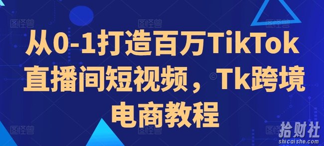 从0-1打造百万TikTok直播间短视频,Tk跨境电商教程