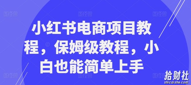 小红书电商项目教程,保姆级教程,小白也能简单上手