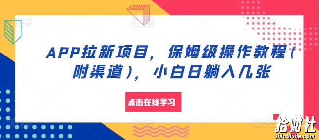 APP拉新项目，保姆级操作教程(附渠道)，小白日躺入几张【揭秘】