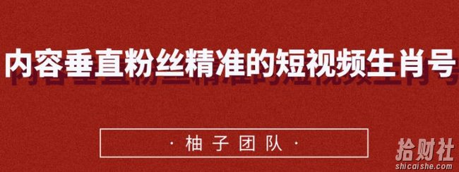 内容垂直粉丝精准的短视频生肖号，小众领域简单操作月入10000+【视频课程】