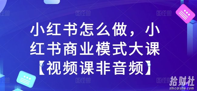 小红书怎么做,小红书商业模式大课【视频课非音频】