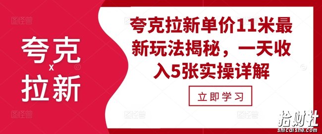 夸克拉新单价11米最新玩法揭秘,一天收入5张实操详解