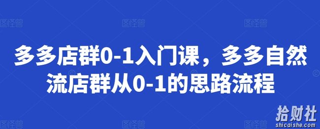 多多店群0-1入门课,多多自然流店群从0-1的思路流程