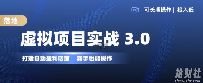 虚拟项目实战3.0,打造自动盈利店铺,可长期操作投入低,新手也能操作