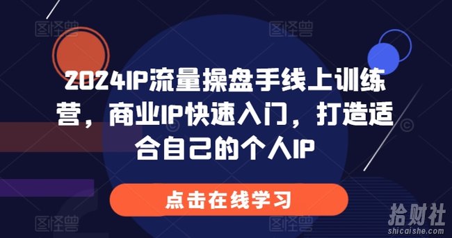 2024IP流量操盘手线上训练营,商业IP快速入门,打造适合自己的个人IP