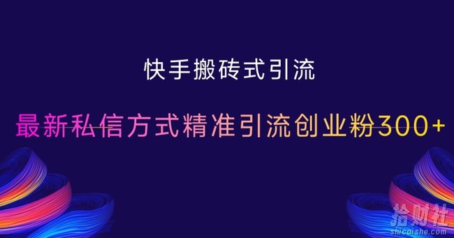 快手搬砖式引流，最新私信方式精准引流创业粉300+