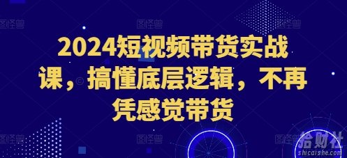 2024短视频带货实战课,搞懂底层逻辑,不再凭感觉带货