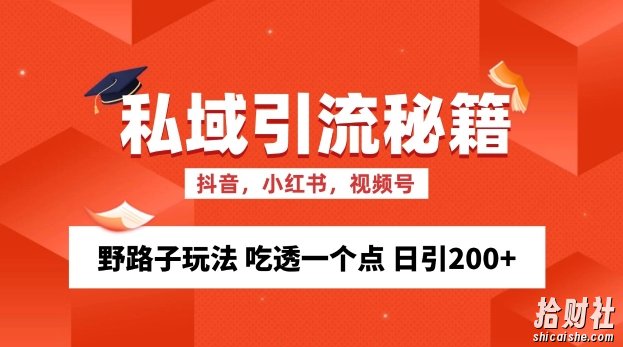 私域流量的精准化获客方法 野路子玩法 吃透一个点 日引200+ 【揭秘】