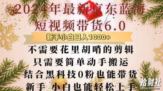 最新京东蓝海短视频带货6.0.不需要花里胡哨的剪辑只需要简单动手搬运结合黑科技0粉也能带货【揭秘】