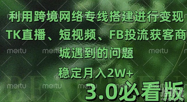 利用跨境电商网络及搭建TK直播、短视频、FB投流获客以及商城遇到的问题进行变现3.0必看版【揭秘】