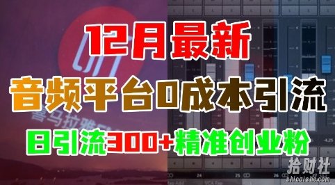 12月最新：音频平台0成本引流，日引流300+精准创业粉