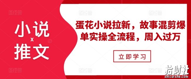 小说推文之蛋花小说拉新,故事混剪爆单实操全流程,周入过万