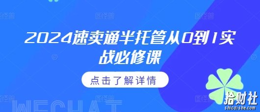 2024速卖通半托管从0到1实战必修课,掌握通投广告打法、熟悉速卖通半托管的政策细节