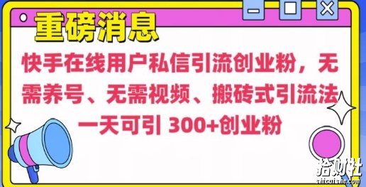 快手最新引流创业粉方法，无需养号、无需视频、搬砖式引流法【揭秘】