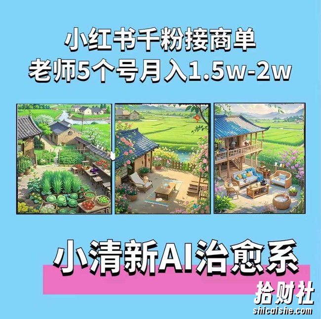 夏小荷·小清新短视频，小清新治愈系AI插画，老师小红书5个号接广告月入2w+