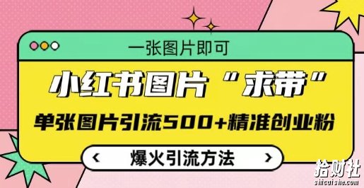 小红书图片‘求带’爆火引流法,单张图片引流500+精准创业粉【揭秘】