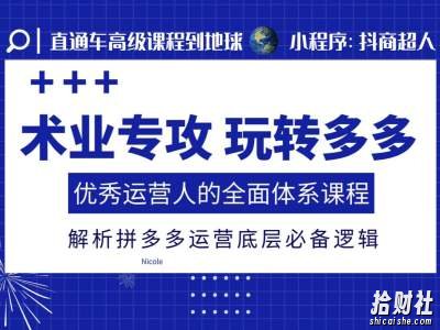 术业专攻玩转多多,优秀运营人的全面体系课程,解析拼多多运营底层必备逻辑
