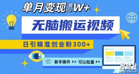 无脑搬运视频号可批量复制,新手即可操作,日引精准创业粉300+,月变现过W 【揭秘】