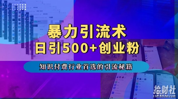 暴力引流术，专业知识付费行业首选的引流秘籍，一天暴流500+创业粉，五个手机流量接不完!