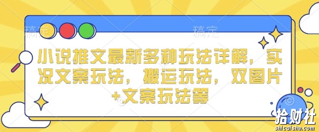 小说推文最新多种玩法详解，实况文案玩法，搬运玩法，双图片+文案玩法等