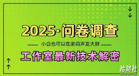 2025问卷调查最新工作室技术解密:一个人在家也可以闷声发大财,小白一天2张,可矩阵放大【揭秘】