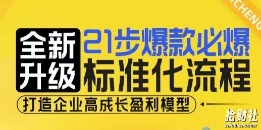 21步爆款必爆标准化流程,全新升级,打造企业高成长盈利模型
