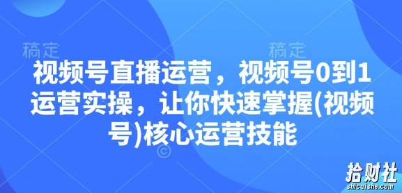 视频号直播运营，视频号0到1运营实操，让你快速掌握(视频号)核心运营技能