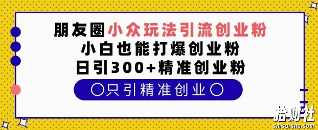 朋友圈小众玩法引流创业粉,小白也能打爆创业粉,日引300+精准创业粉【揭秘】