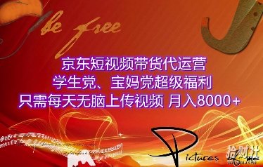 京东短视频带货代运营,学生党、宝妈党超级福利,只需每天无脑上传视频,月入8000+【仅揭秘】