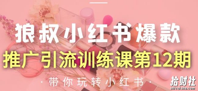 狼叔小红书爆款推广引流训练课第12期,手把手带你玩转小红书