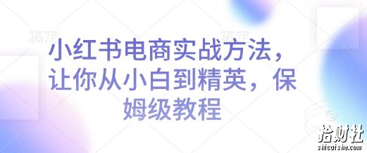 小红书电商实战方法,让你从小白到精英,保姆级教程