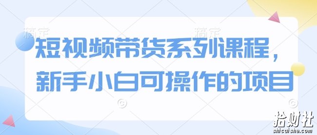短视频带货系列课程,新手小白可操作的项目