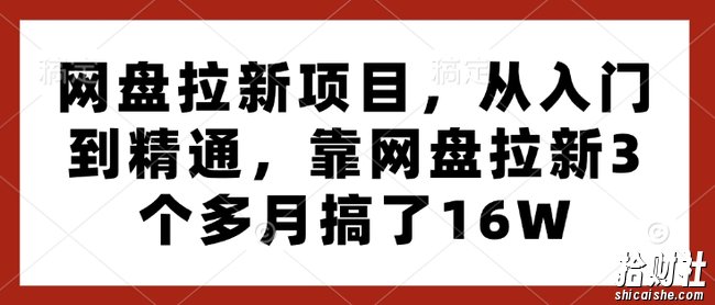 网盘拉新项目,从入门到精通,靠网盘拉新3个多月搞了16W