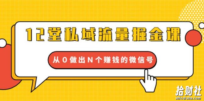 12堂私域流量掘金课：打通私域４大关卡，从0做出N个賺米的微信号【完结】