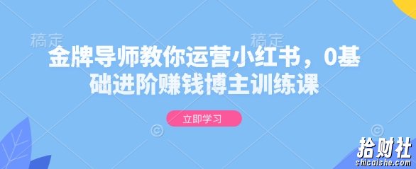 金牌导师教你运营小红书，0基础进阶賺米博主训练课