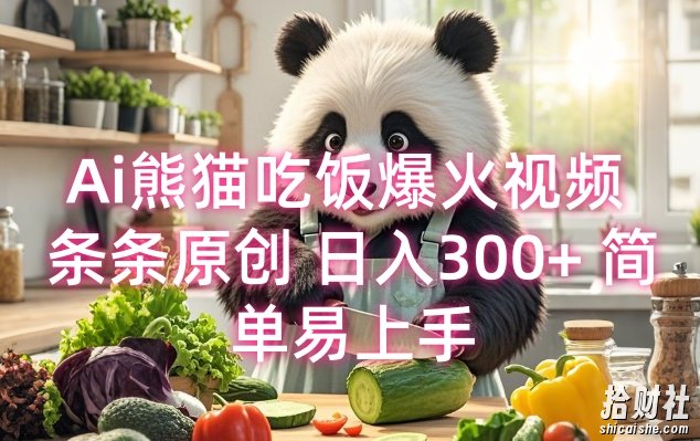 Ai熊猫吃饭爆火视频 条条原创 日入300+ 简单易上手