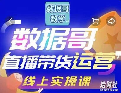 数据哥直播带货运营线上进阶课，让普通人也能靠直播賺米!