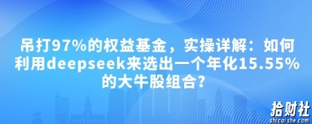 付费文章:吊打97%的权益基金,实操详解:如何利用deepseek来选出一个年化15.55%的大牛股组合?