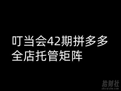 叮当会拼多多打爆班原创高阶技术第42期，拼多多全店托管矩阵