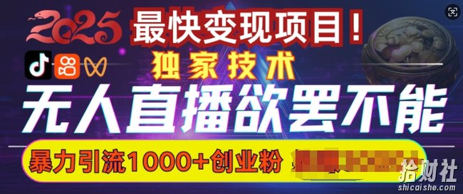 欲罢不能的无人直播引流,超暴力日引流1000+高质量精准创业粉