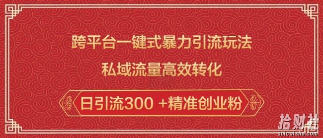 跨平台一键式暴力引流玩法,私域流量高效转化日引流300 +精准创业粉
