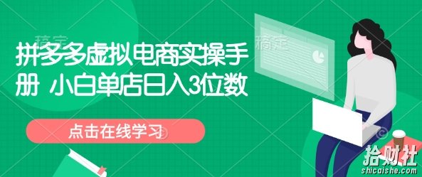 拼多多虚拟电商实操手册 小白单店日入3位数