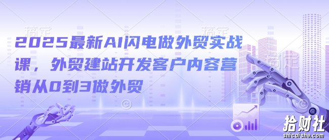 2025最新AI闪电做外贸实战课,外贸建站开发客户内容营销从0到3做外贸