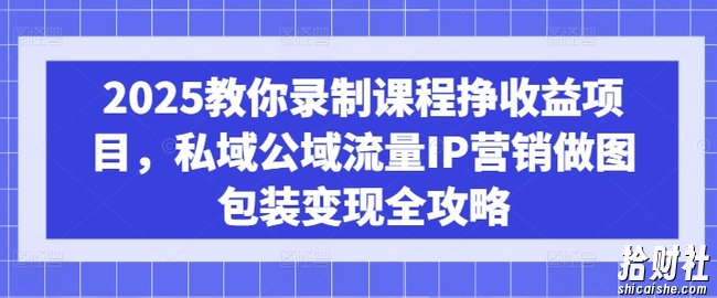 2025教你录制课程挣收益项目,私域公域流量IP营销做图包装变现全攻略