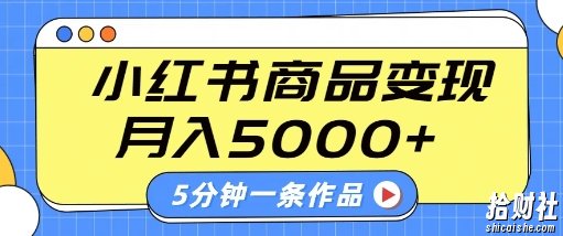 小红书字幕作品玩法,商单变现月入5k+,5分钟一条作品